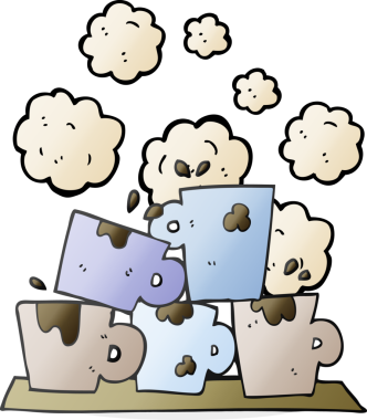 Bir insan tarafından çizilmiş serbest çizim kahve fincanları.