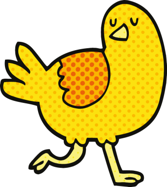 Bir insan tarafından çizilmiş çizgi roman tarzı bir kuş.