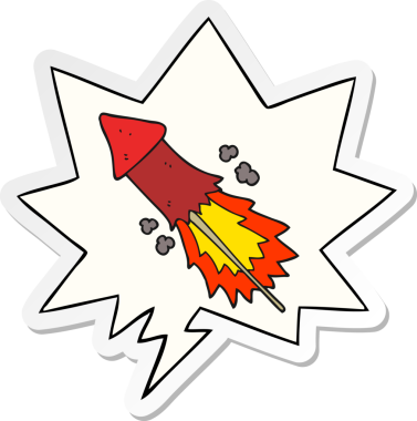 Bir insan tarafından çizilmiş konuşma balonu çıkartmalı havai fişek karikatürü.