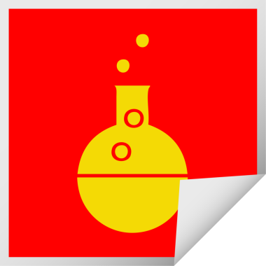 Bir insan tarafından çizilmiş bilimsel bir deneyin kare soyma etiketi karikatürü