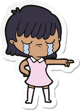 Bir insan tarafından çizilmiş, ağlayan bir karikatür kadının çıkartması.