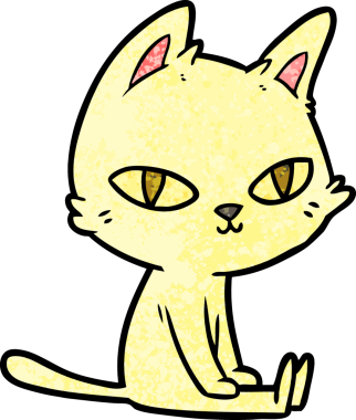 Bir insan tarafından çizilmiş çizgi film kedisi.