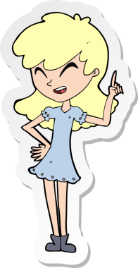 Bir insan tarafından çizilmiş bir çizgi film kızına ait etiket.