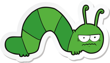 Bir insan tarafından çizilmiş huysuz bir tırtılın çıkartması.