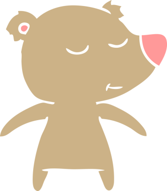 Bir insan tarafından çizilmiş mutlu düz renkli çizgi film ayısı.