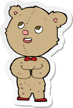 Bir insan tarafından çizilmiş şirin bir oyuncak ayının çıkartması.