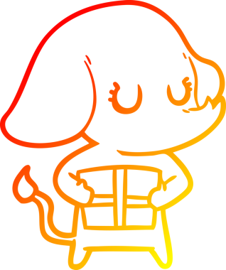 Bir insan tarafından çizilmiş sevimli bir fil çizimi.