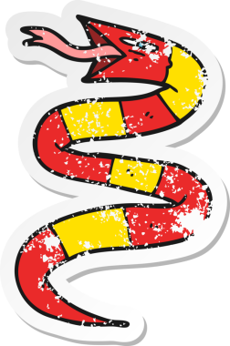 Bir insan tarafından çizilmiş çizgi film yılanının sıkıntılı çıkartması.