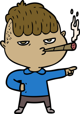 Bir insan tarafından çizilmiş sigara içen karikatürist.