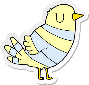 Bir insan tarafından çizilmiş karikatür kuşunun sıkıntılı çıkartması