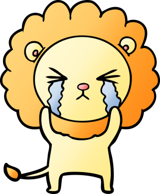 Bir insan tarafından çizilmiş ağlayan bir aslan.