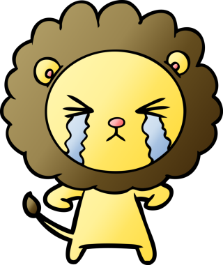 Bir insan tarafından çizilmiş ağlayan bir aslan.