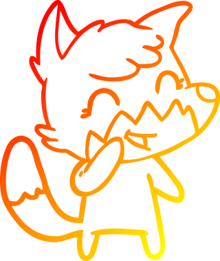 Bir insan tarafından çizilmiş mutlu bir tilkinin sıcak çizgi çizimi