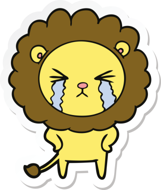 Bir insan tarafından çizilmiş ağlayan bir aslanın çıkartması.