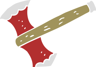 Bir insan tarafından çizilmiş baltanın düz renk çizimi