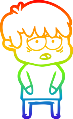 gökkuşağı gradyan çizgi çizimi bir insan tarafından çizilmiş bitkin bir çocuk