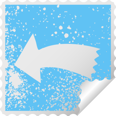 Bir insan tarafından çizilmiş sıkıntılı kare soyma etiketi ilginç sembol oku