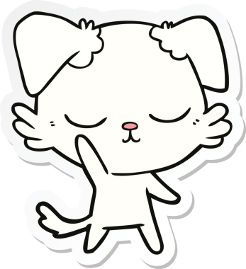 Bir insan tarafından çizilmiş şirin bir köpeğin çıkartması.