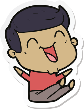 Bir insan tarafından çizilmiş bir karikatür adamın çıkartması.