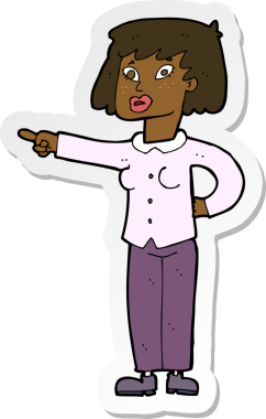 Bir insan tarafından çizilmiş bir karikatür kadının çıkartması.