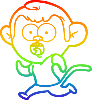 gökkuşağı gradyan çizgi çizimi bir insan tarafından çizilmiş koşu maymunu