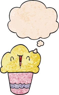 Bir insan tarafından çizilmiş, üzerinde düşünce kabarcığı olan çizgi film keki.