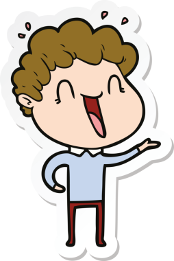 Bir insan tarafından çizilmiş mutlu bir adamın çıkartması.