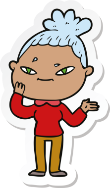 Bir insan tarafından çizilmiş bir karikatür kadının çıkartması.