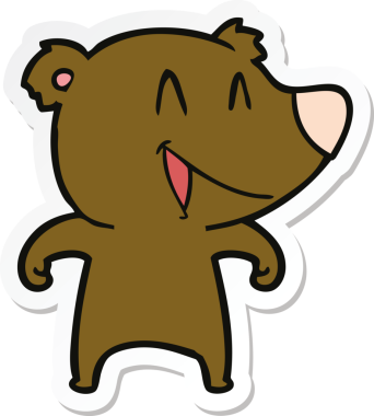 Bir insan tarafından çizilmiş, gülen ayı çizgi filminin çıkartması.