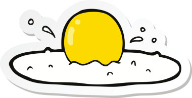 Bir insan tarafından çizilmiş karikatür yumurta etiketi.