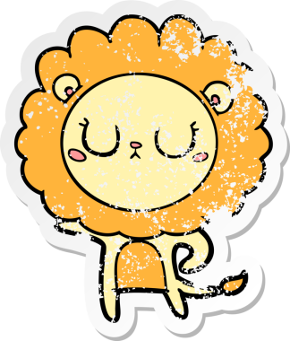 Bir insan tarafından çizilmiş karikatür aslanının sıkıntılı çıkartması.