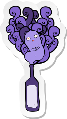 Şişede bir insan tarafından çizilmiş hayalet karikatürü.