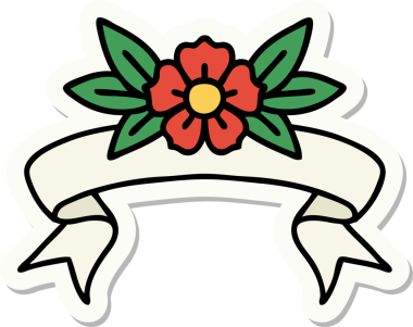 Bir insan tarafından çizilmiş çiçek pankartıyla dövme stili