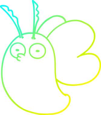 Bir insan tarafından çizilmiş komik bir kelebeğin soğuk gradyan çizgisi