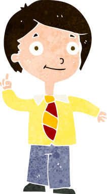 Bir insan tarafından çizilen soruyu cevaplayan karikatür okulu çocuğu.