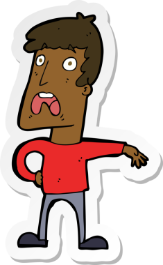 Bir insan tarafından çizilmiş, şikayet eden bir adamın çıkartması.