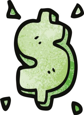 Bir insan tarafından çizilmiş karalama dolar işareti.