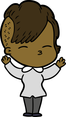 Bir insan tarafından çizilmiş şaşı çizgi film kızı.