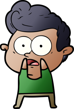 Bir insan tarafından çizilmiş çizgi film bakışlı adam.