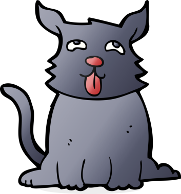 Bir insan tarafından çizilmiş mutlu bir köpek.