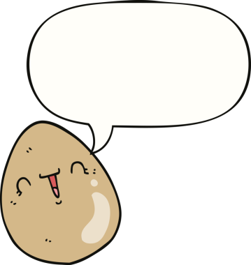 Bir insan tarafından çizilmiş konuşma balonlu çizgi film yumurtası.