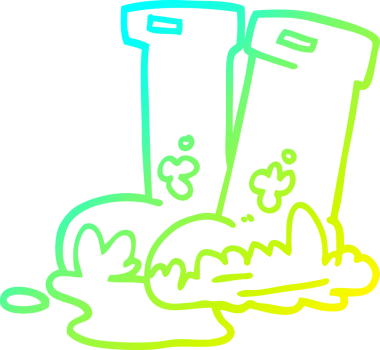 Bir insan tarafından çizilmiş çamurlu çizmelerin soğuk gradyan çizgileri.