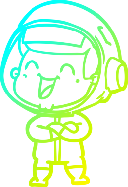 Bir insan tarafından çizilmiş mutlu bir astronotun soğuk gradyan çizimi.