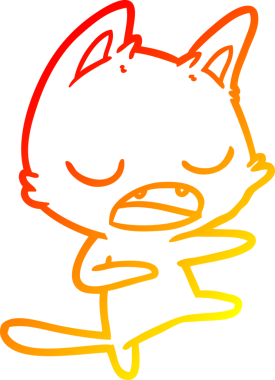 Bir insan tarafından çizilmiş, konuşan bir kedinin sıcak çizgi çizimi.