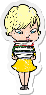 Bir insan tarafından çizilmiş karikatür bir kadının sıkıntılı çıkartması.