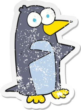 Bir insan tarafından çizilmiş penguen çizgi filminin gerilimli yapıştırması.