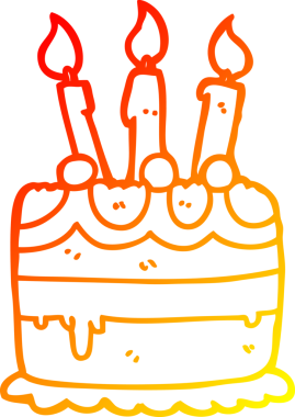 Bir insan tarafından çizilmiş bir doğum günü pastasının sıcak gradyan çizimi