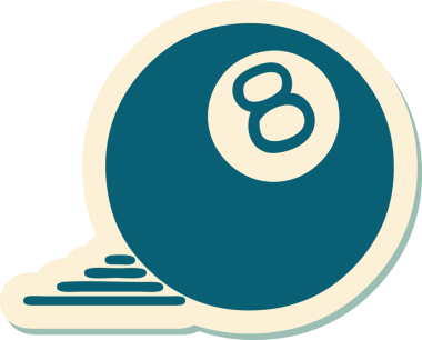 Bir insan tarafından çizilmiş geleneksel 8 top stili dövme çıkartması.