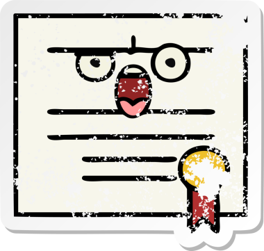 Bir insan tarafından çizilmiş şirin bir karikatür mezuniyet diplomasının sıkıntılı çıkartması.