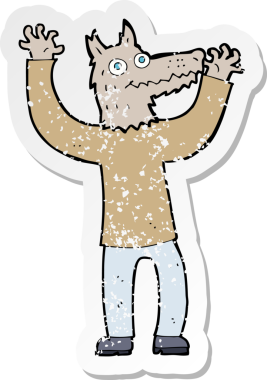 Bir insan tarafından çizilmiş bir kurt adamın gerilimli çıkartması.